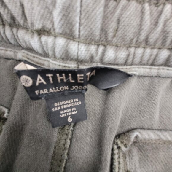 Athleta Farallon Jogger Pants Women's size 6 Olive Drab Green Pockets Tiny Flaw - Picture 3 of 10